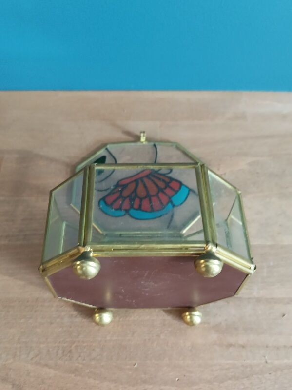 Box jewelry mosaic glass stained glass deco butterfly