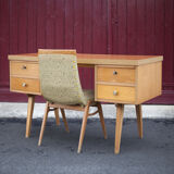 German 60s office in beech wood, compass feet