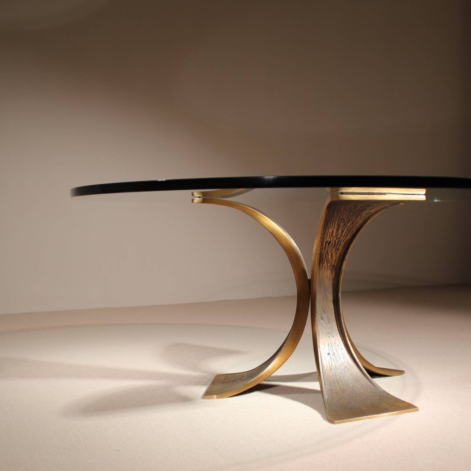 Brutalist Bronze & Glass Coffee Table | Germany 1970s