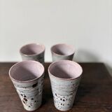 Set of 4 ceramic orangeade cups from the 70s