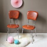 Set of 2 vintage skai chairs & chrome base