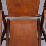 Campaign Cognac Leather Officers folding chair 1950s
