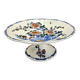 Compotier fruit cutters on pedestal Gien rooster and peonies 1938 1960