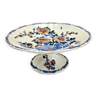 Compotier fruit cutters on pedestal Gien rooster and peonies 1938 1960