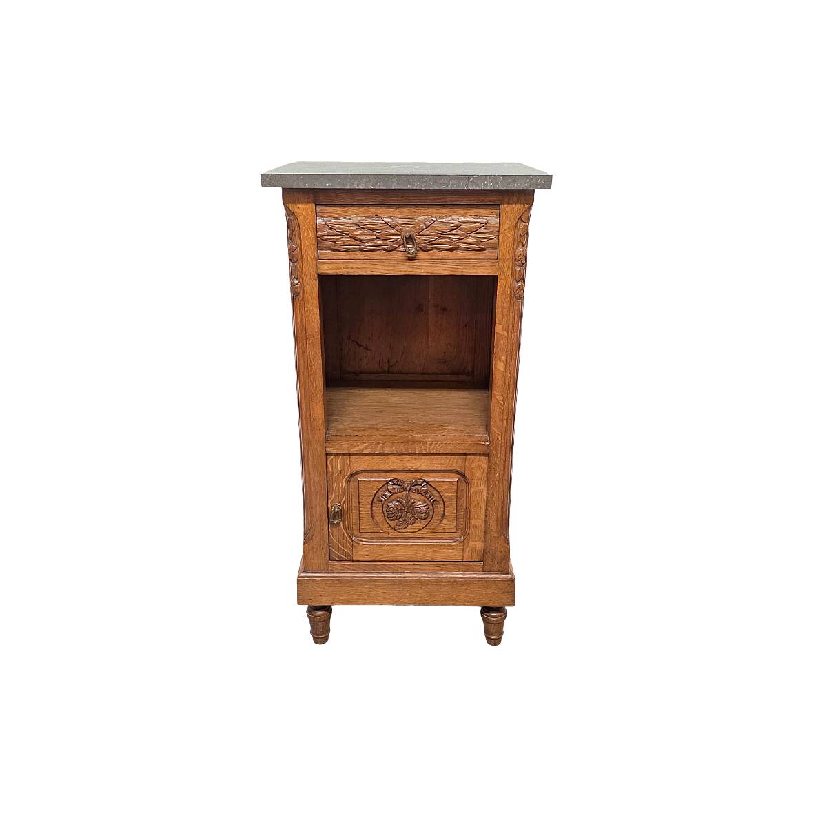 Table de chevet française en chêne, fin des années 1800