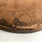 Plat XL centre de table en terre cuite vernissée céramique 1950