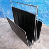Magazine rack, steel file and vintage faux leather