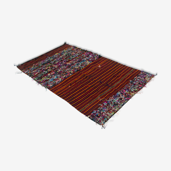 Tapis plat Kilim Tellisse rouge en laine 145 x 270 cm