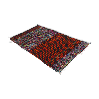 Tapis plat Kilim Tellisse rouge en laine 145 x 270 cm