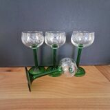4 engraved Alsatian digestive glasses from the 70s