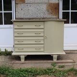 Asymmetrical Art Deco Chest of Drawers – Marble & Cream Green