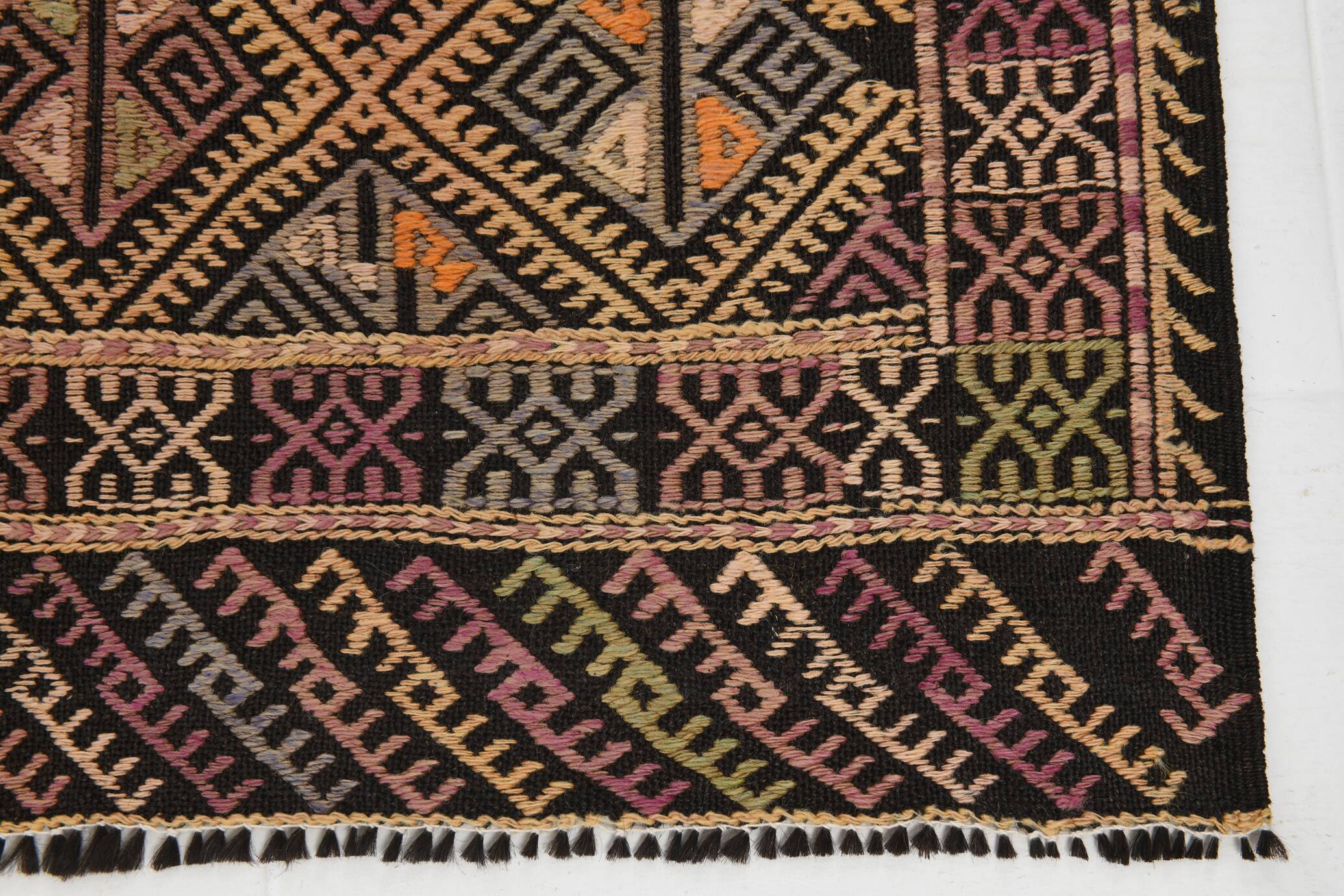 Yellow & Green Tribal Turkish Kilim Rug, 158x236Cm