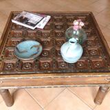 Colonial-style wooden square coffee table