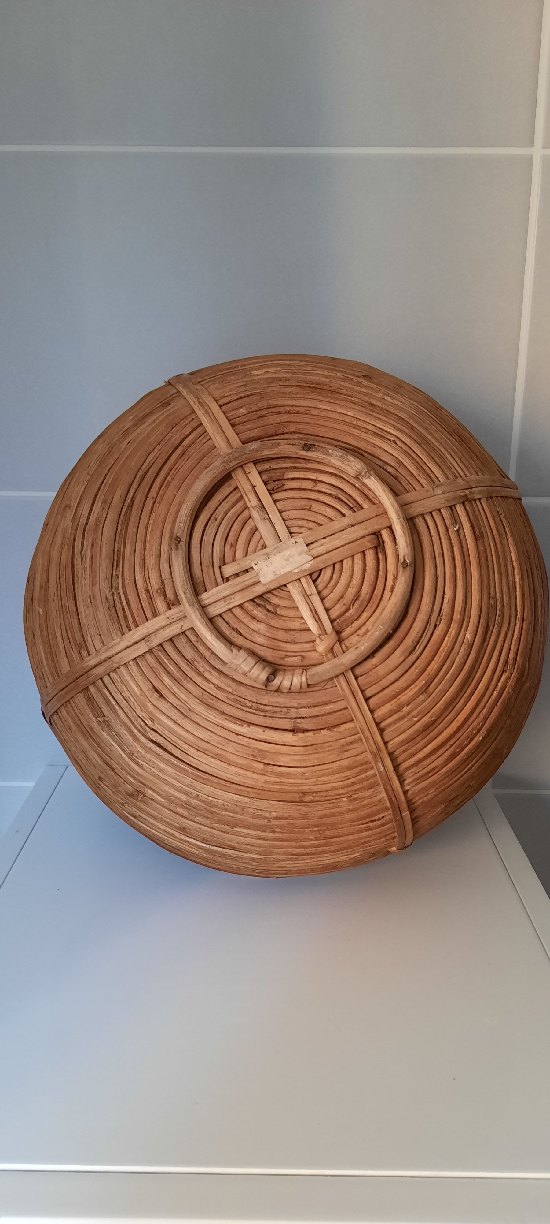 Rattan and brass basket