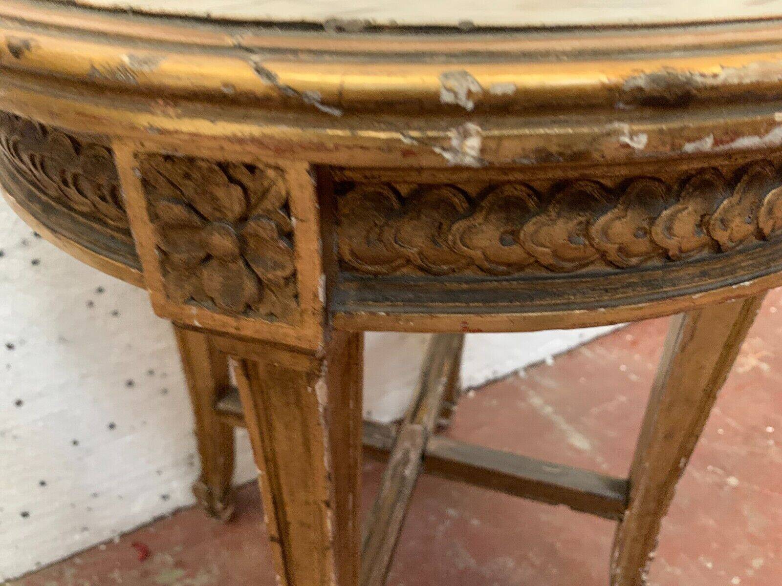 Louis XV style pedestal table in wood and gilded stucco 20th century