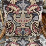 Pair of flat-back armchairs in walnut, Louis XIV style.