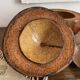 Seau à glaçons vintage  en noix de coco marquetée