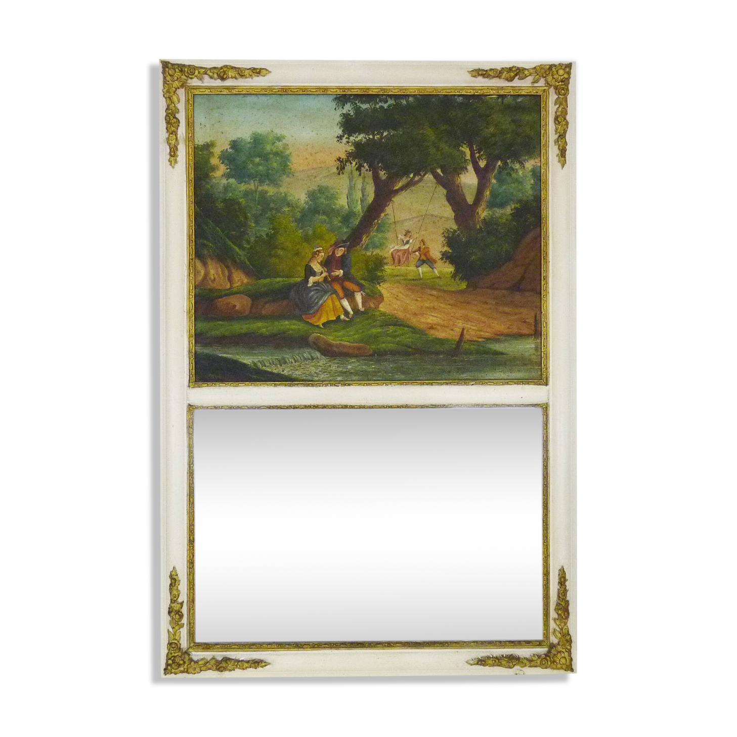 Large Louis XVI style trumeau mirror, 2nd half of the 19th century