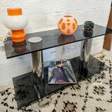 Console smoked glass and chrome - Italian design 70s