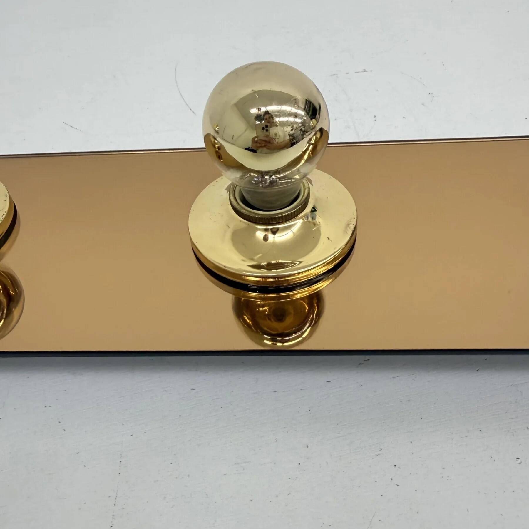Vintage pop art space age bronze mirrored wall lamp, Eglo, Germany, 1980s