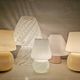 Set of 5 Mid-Century Modern mushroom table lamps in Murano glass.