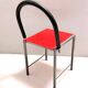 Ettore Sottsass style Red Vintage Side Chair, Laminate & Metal, Italy, 1980