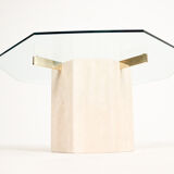 Table basse en travertin 1970s Italie, Artedi