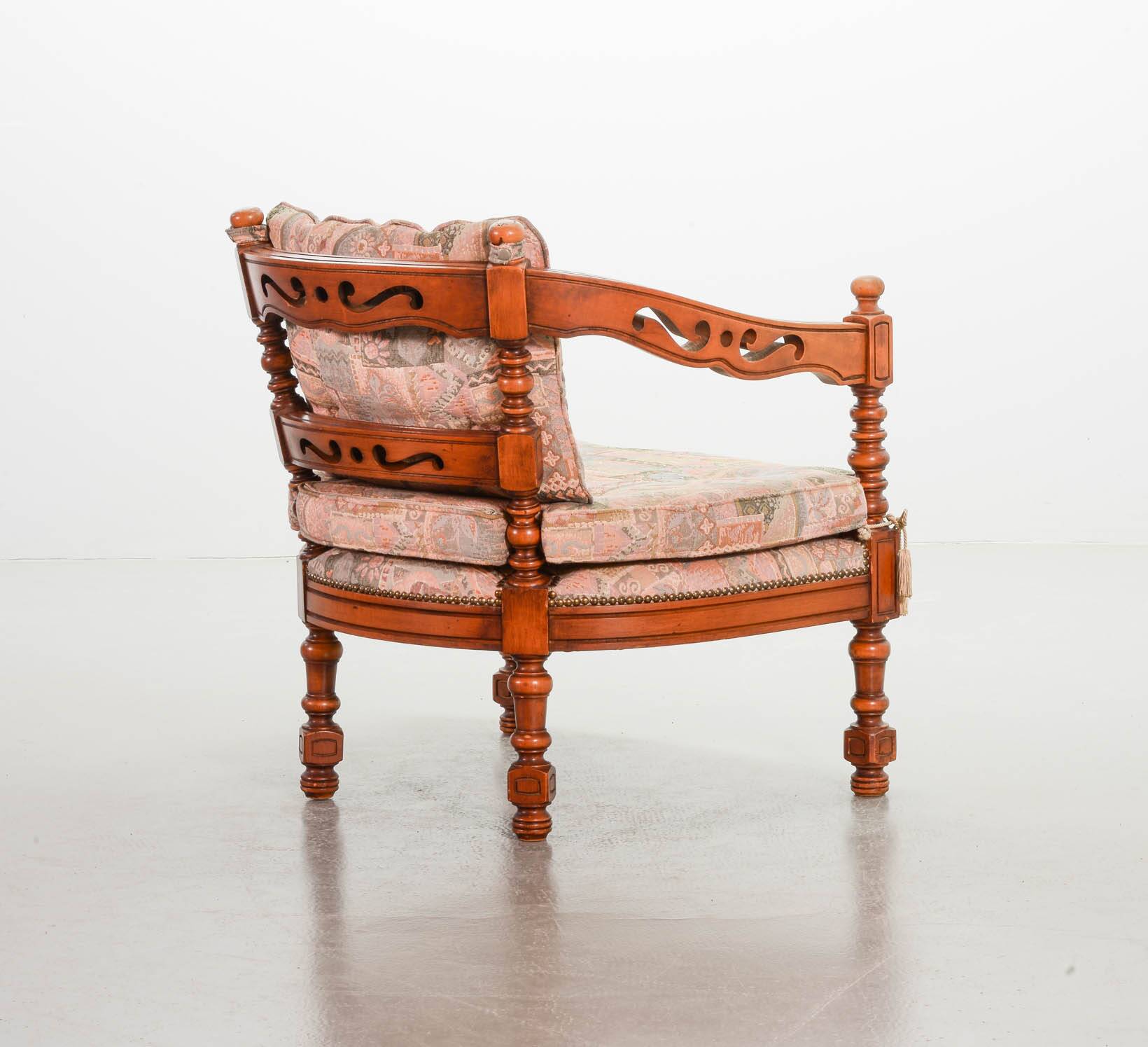 Giorgetti Gallery Collection Wooden Lounge Chairs w. Gobelin Upholstery 70s