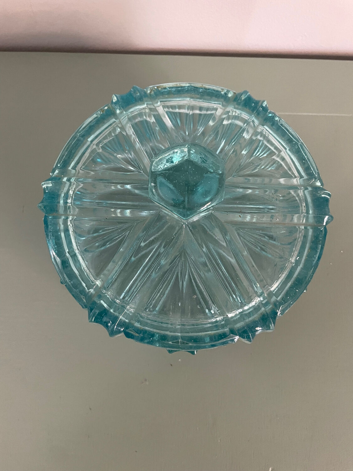 Blue glass bonbonnière, glass box