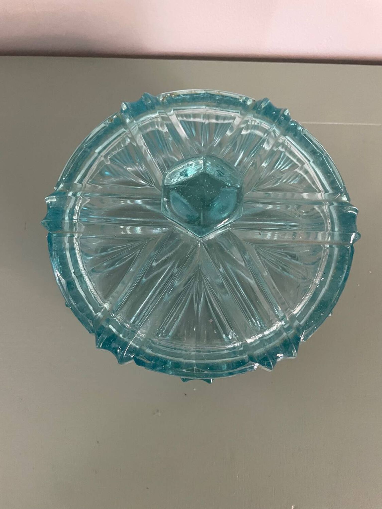 Blue glass bonbonnière, glass box