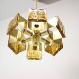 Lustre en laiton design du milieu du siècle, Hongrie des années 1970