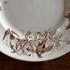 Antique KG Luneville round serving dish, colibri sepia