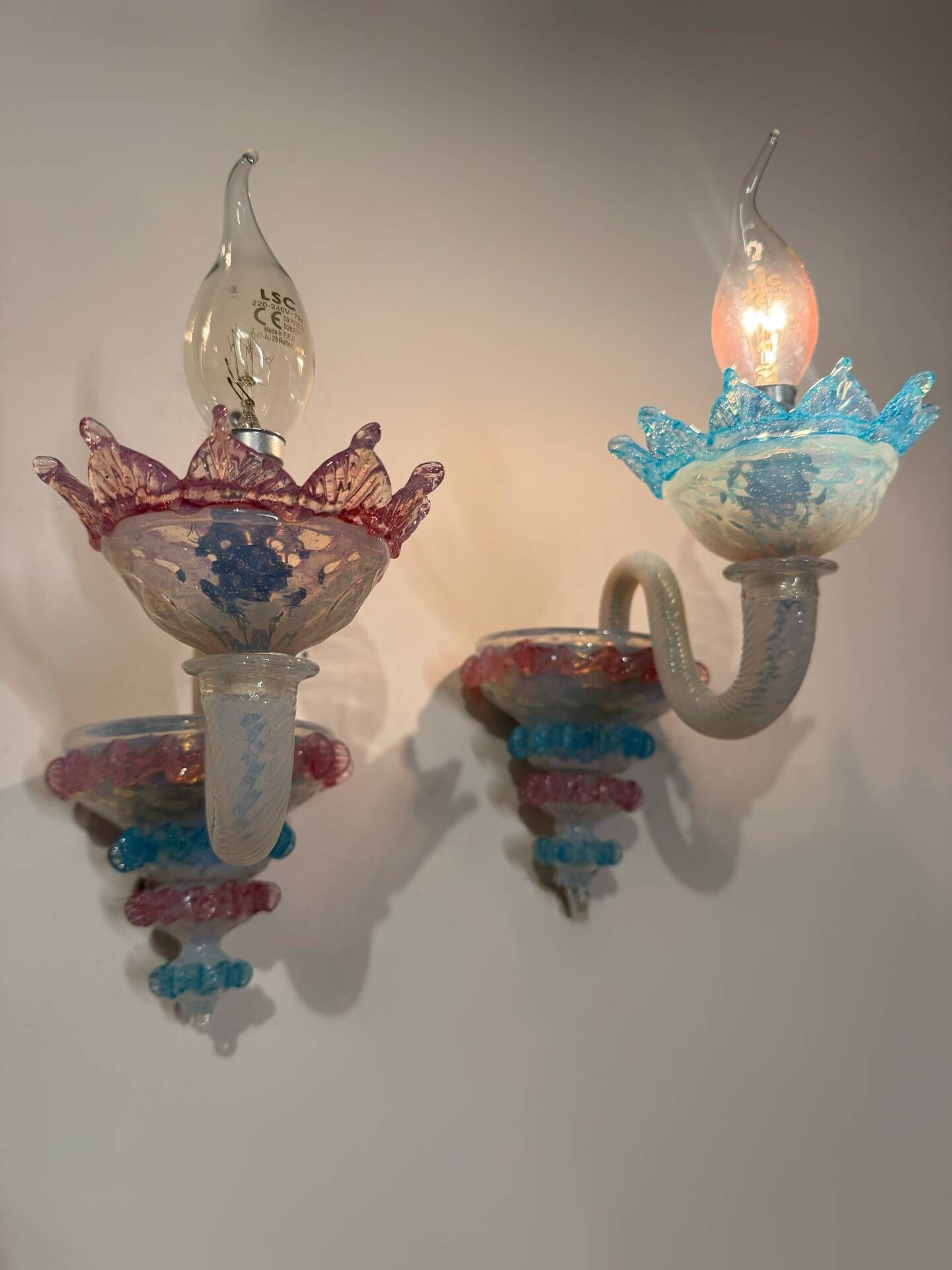 Murano glass wall lights from the 1960s