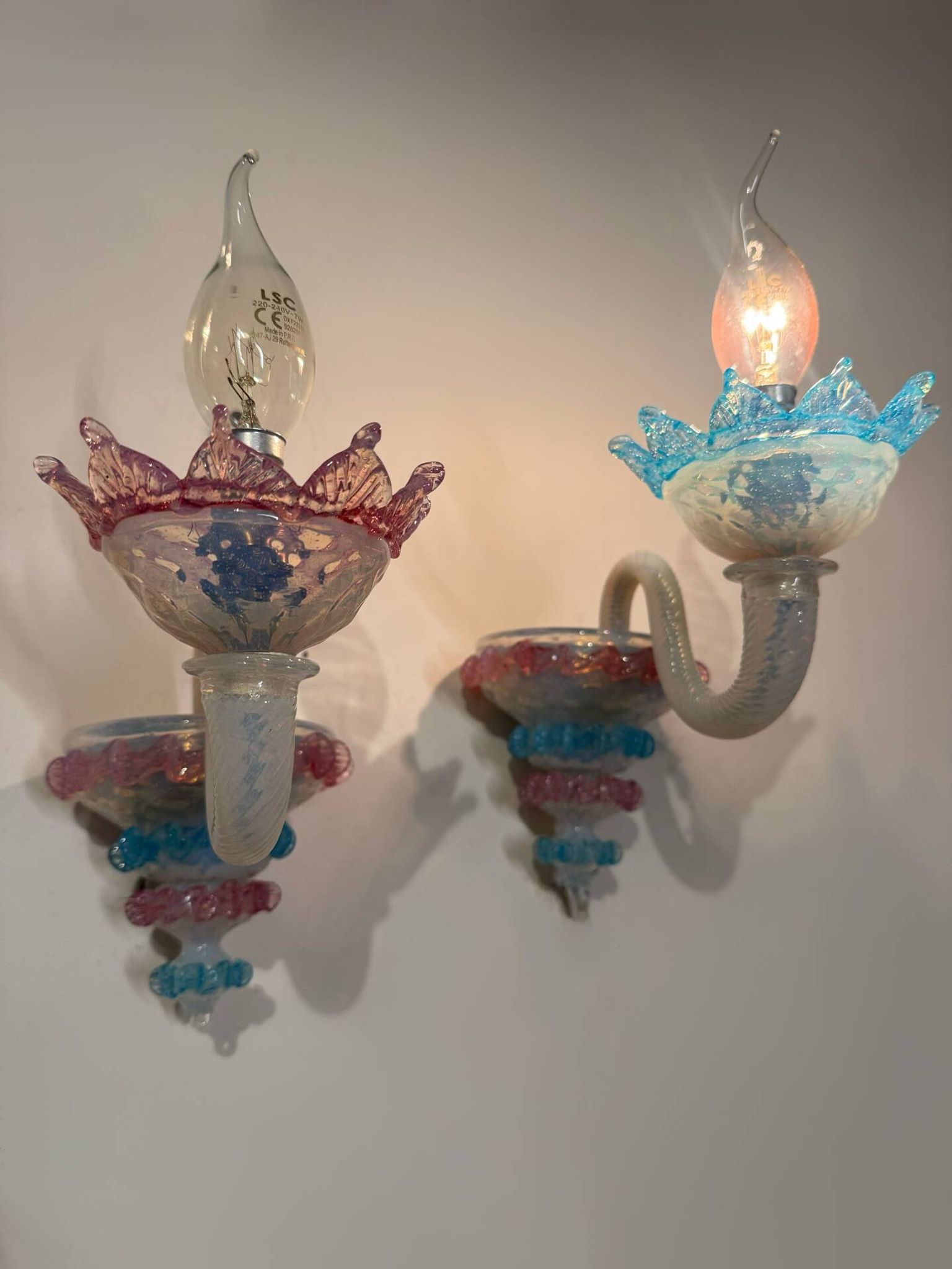 Murano glass wall lights from the 1960s