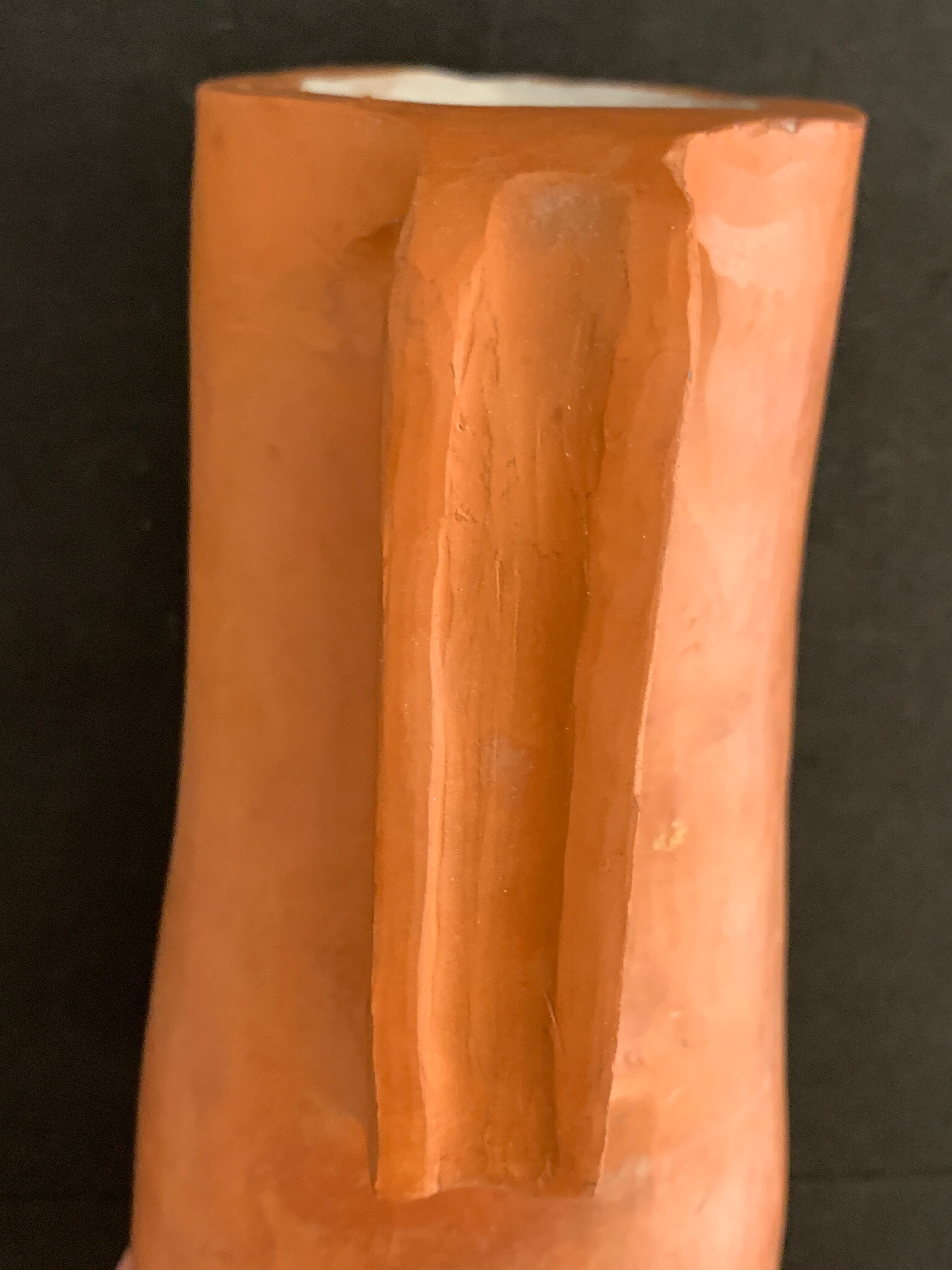 Signed terracotta pitcher or vase