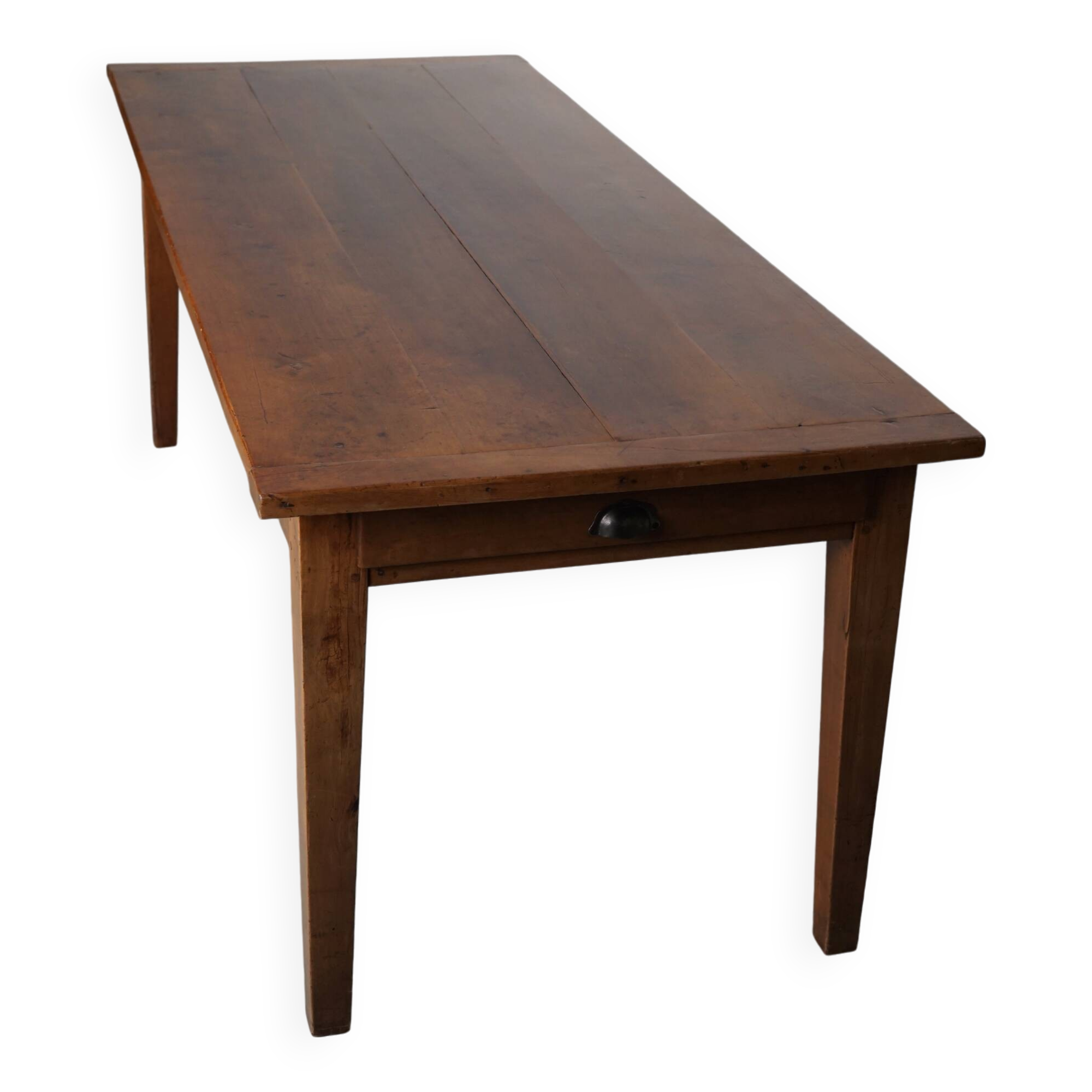 Antique Cherry Early 20th Century French Rustic Farmhouse Dining Table