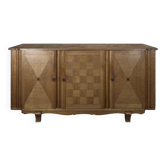 Enfilade Art déco en chêne à marqueterie damier trois portes années 40