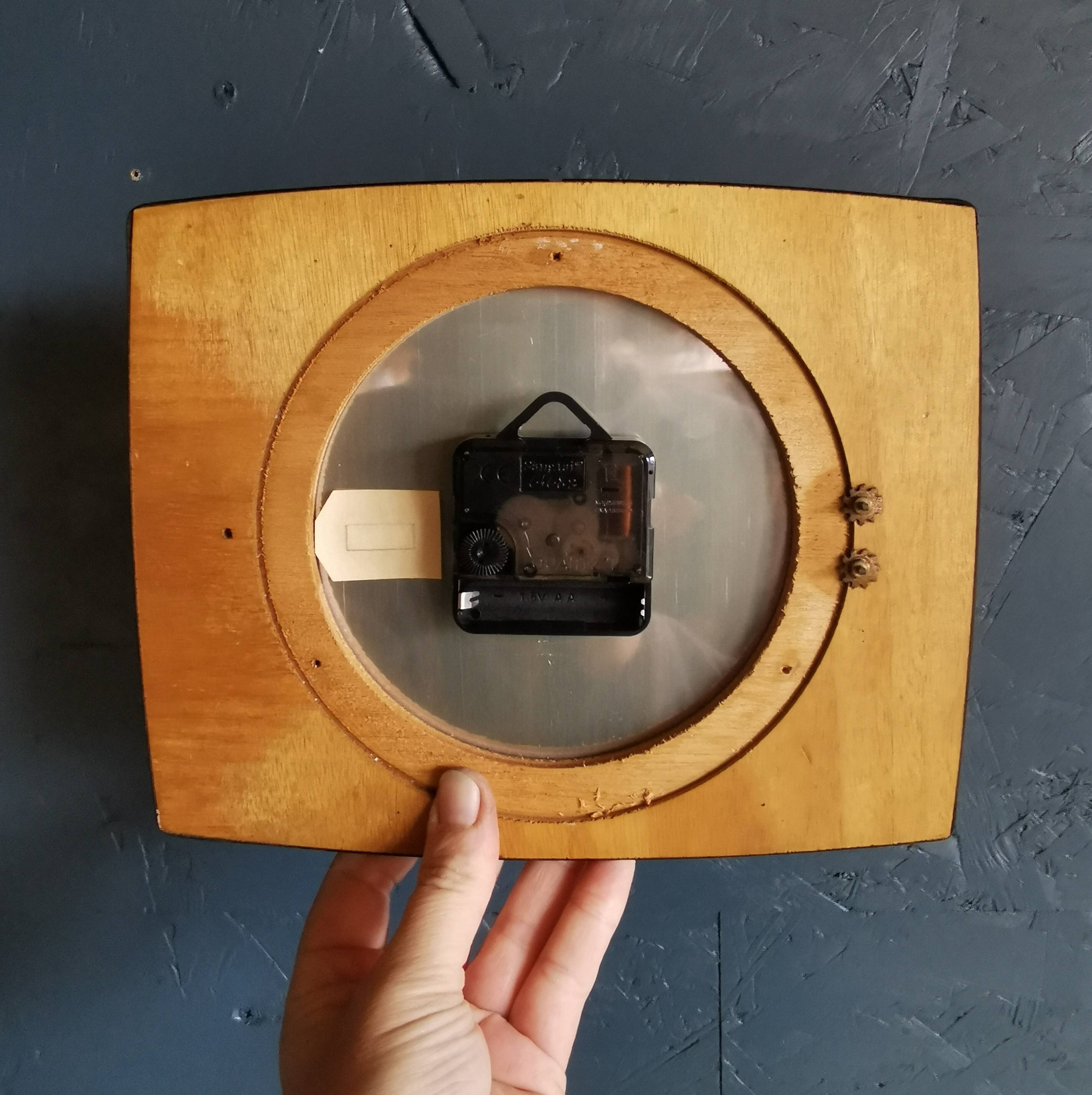 Vintage formica clock rectangular silent wall pendulum "Odo flowers"