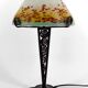 Wrought Iron Mushroom Lamp with Blown Glass Shade, 1920