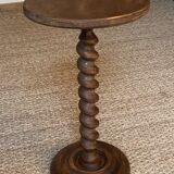 Guéridon torsadé vintage / sellette en bois tourné ancienne / table d’appoint vintage