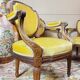 Set of four natural wood armchairs in louis xvi style 19th century
