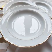 7 French Winterling BAVARIA white and gold porcelain soup plates