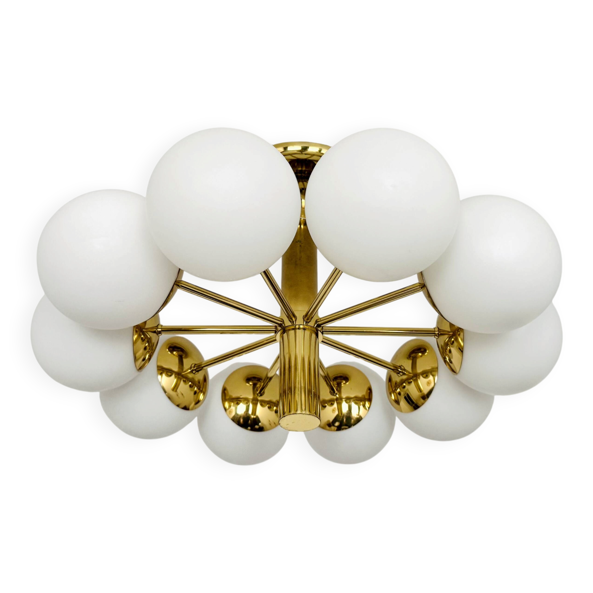 1 of 2 Brass Sputnik Flush Lamps by Kaiser Leuchten