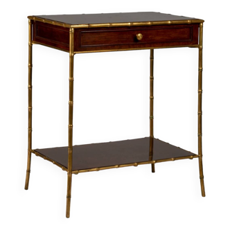 Speckled mahogany and gilded bronze side table, 1970s