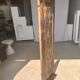 Rectangular Indonesian construction element with blue and yellow plant in carved wood