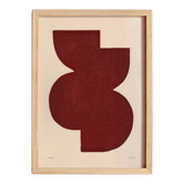 Abstract painting on paper, dark red illustration signed Eawy.