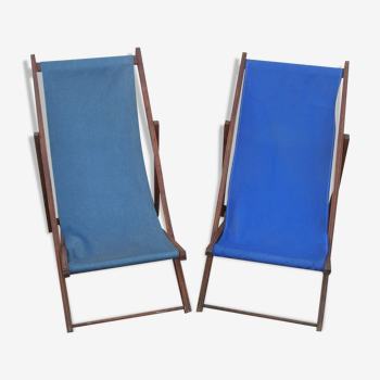 Pair of antique deckchairs, adult lounge chair