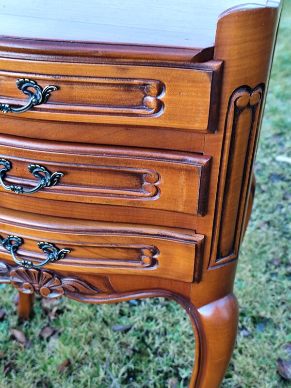 Paire de tables de chevets louis XV merisier - 3 tiroirs chevet