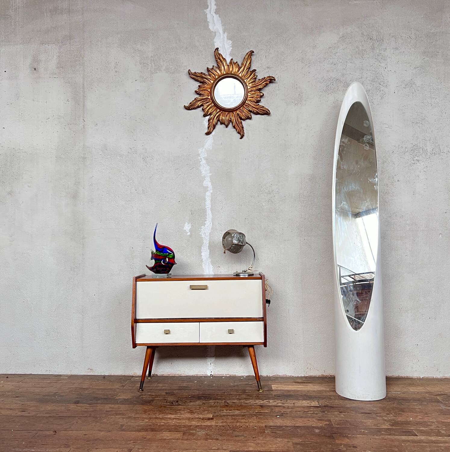 Mini sideboard TV cabinet end of Scandinavian vintage sofa