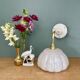 Vintage glass wall light with a curved arm from Clichy, white.